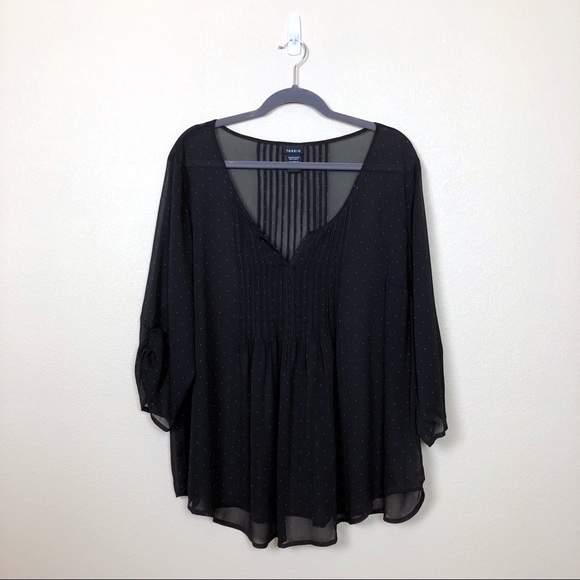 torrid Tops - Torrid black blouse with blue polka dots
